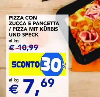Pizza con zucca e pancetta