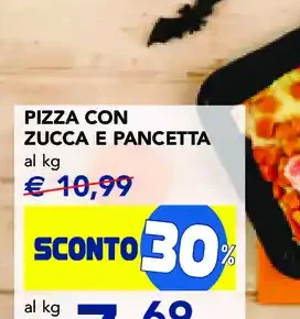 Pizza con zucca e pancetta