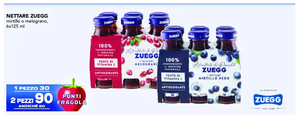 Nettare Zuegg mirtillo o melograno 6x125 ml