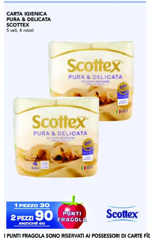 Carta igienica Scottex Pura & Delicata 5 veli, 4 rotoli