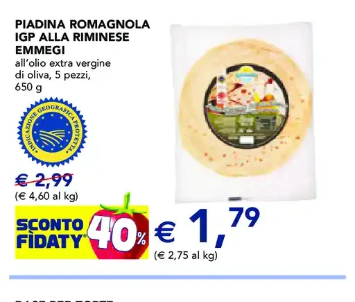Piadina romagnola IGP alla riminese Emmegi