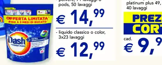 Detersivo lavatrice Dash liquido classico o color 3x23 lavaggi