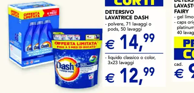 Detersivo lavatrice Dash polvere 71 lavaggi o pods 50 lavaggi