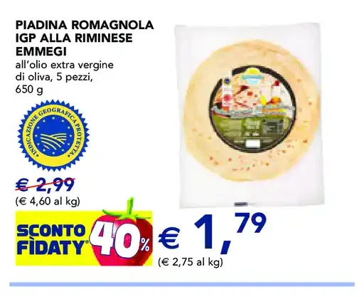 Piadina romagnola IGP alla riminese Emmegi