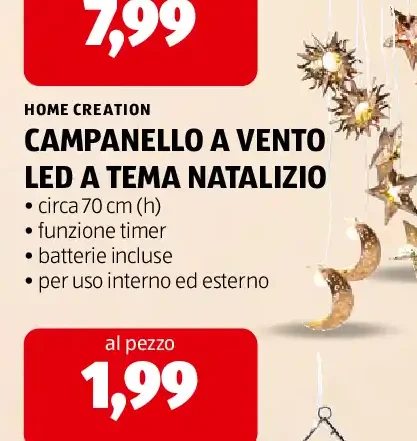 Campanello a vento LED a tema natalizio