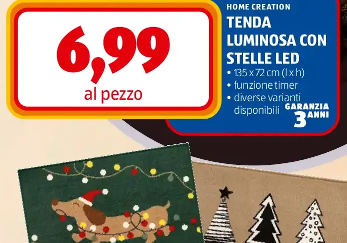Tenda luminosa con stelle LED