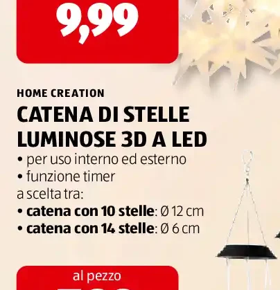 Catena di stelle luminose 3D a LED