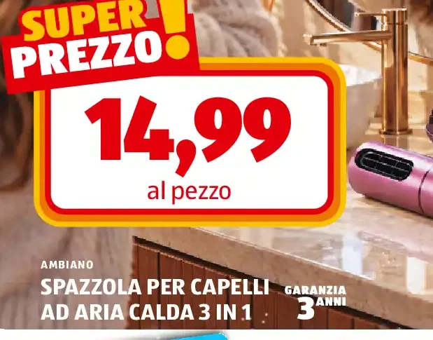 Spazzola per capelli ad aria calda 3 in 1