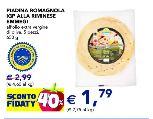 Piadina Romagnola IGP alla Riminese Emmegi