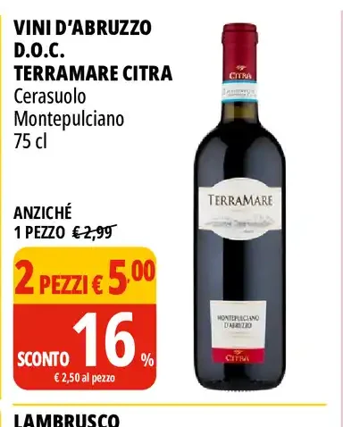 Vini d'Abruzzo D.O.C. Terramare Citra Cerasuolo/Montepulciano 75 cl