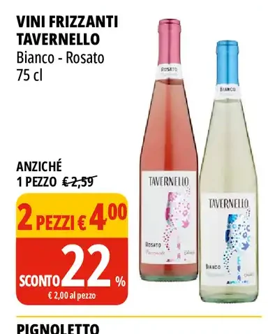 Vini frizzanti Tavernello bianco/rosato 75 cl