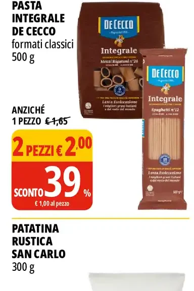 Pasta integrale De Cecco