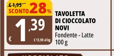 Tavoletta di cioccolato Novi Fondente - Latte