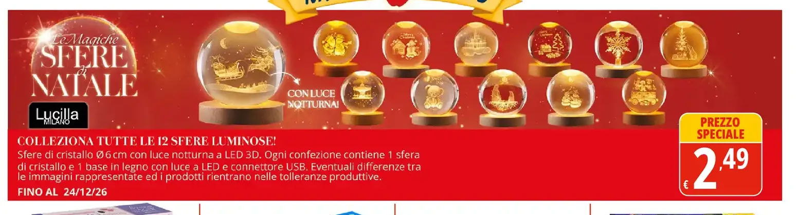 Sfera luminosa natalizia Lucilla Milano