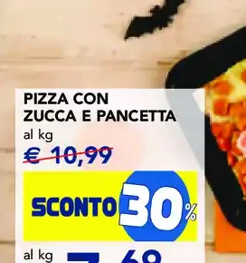 Pizza con zucca e pancetta
