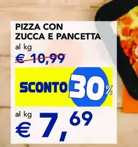 Pizza con zucca e pancetta