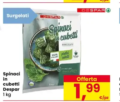 Spinaci in cubetti