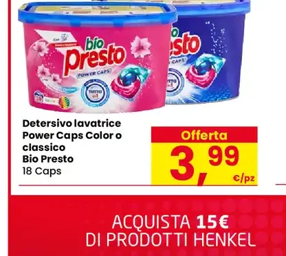 Detersivo lavatrice Power Caps Bio Presto