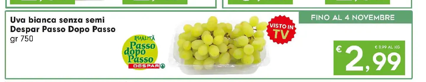 Uva bianca senza semi Despar Passo Dopo Passo
