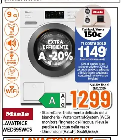 Lavatrice Miele WED395WCS