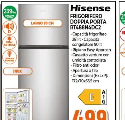Frigorifero doppia porta Hisense RT488N4DC2