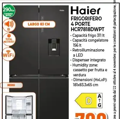 Frigorifero 4 porte Haier HCR7818DWPT