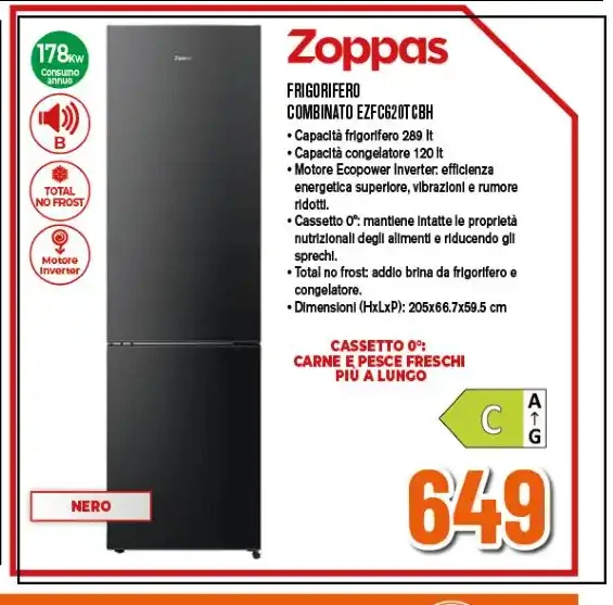Frigorifero combinato Zoppas EZFC620TCBH