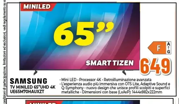 Samsung TV Mini LED 65 UHD 4K UE65M70HAUXZT
