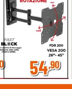 Meliconi supporto TV doppia rotazione FDR 200 VESA 200