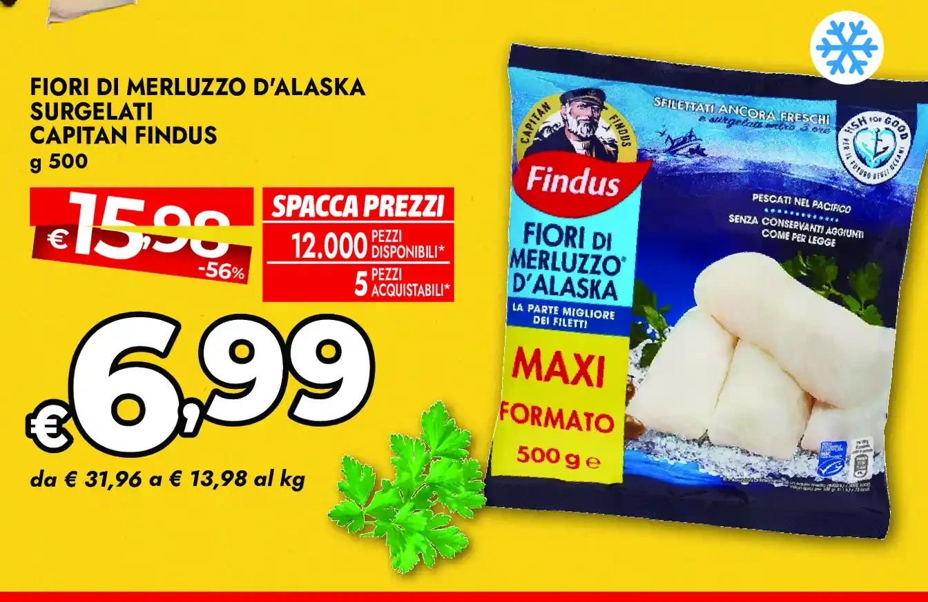 Fiori di merluzzo d'Alaska surgelati Captain Findus