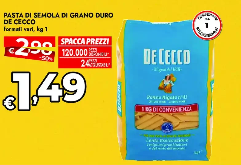 Pasta di semola di grano duro De Cecco