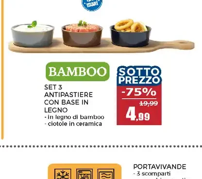 Set antipasti con base in legno