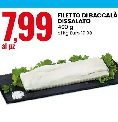 Filetto di baccalà dissalato