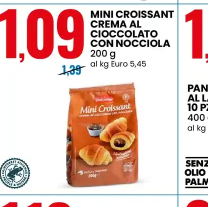 Mini croissant crema al cioccolato con nocciola