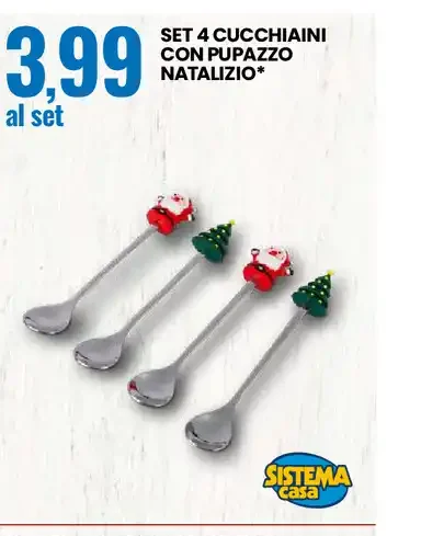 Set 4 cucchiaini con pupazzo natalizio