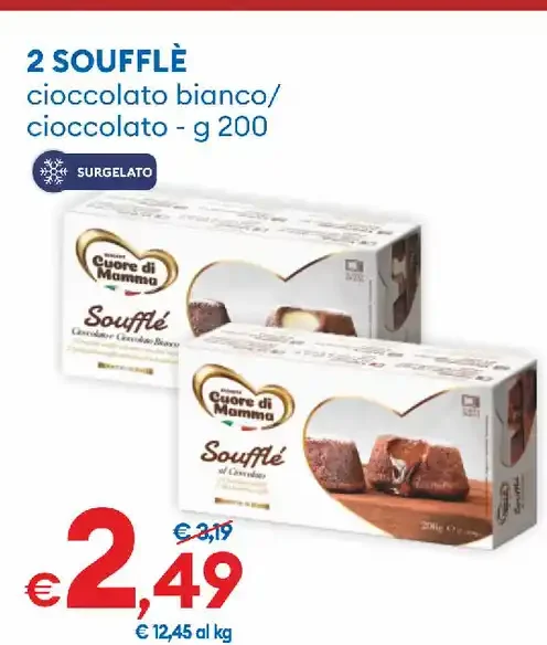 2 soufflé cioccolato bianco/cioccolato