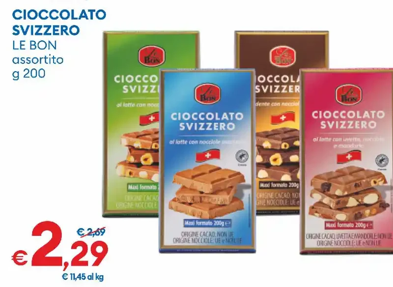 Cioccolato svizzero assortito