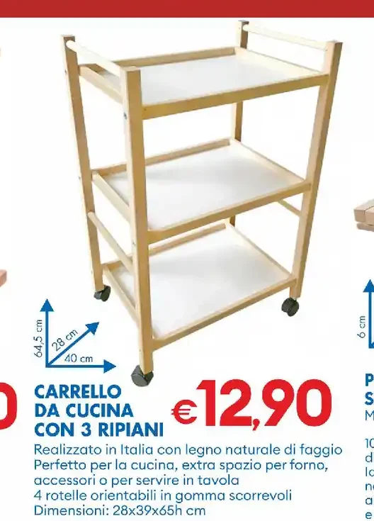Carrello da cucina con 3 ripiani