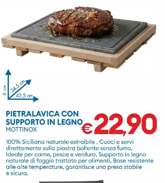 Pietralavica con supporto in legno