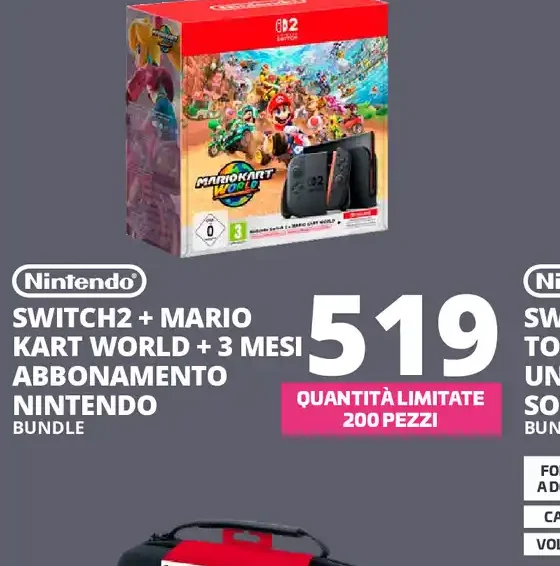 Nintendo Switch 2 + Mario Kart World + 3 mesi abbonamento Nintendo bundle