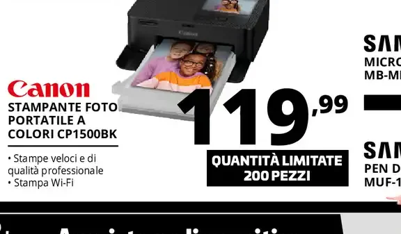Canon stampante fotografica portatile a colori CP1500BK