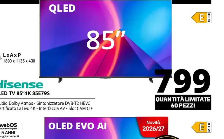 Hisense QLED TV 85 4K 85E79S