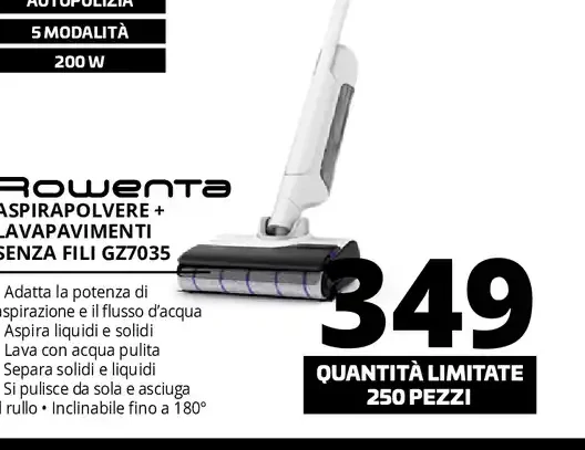 Aspirapolvere e lavapavimenti Rowenta senza fili GZ7035