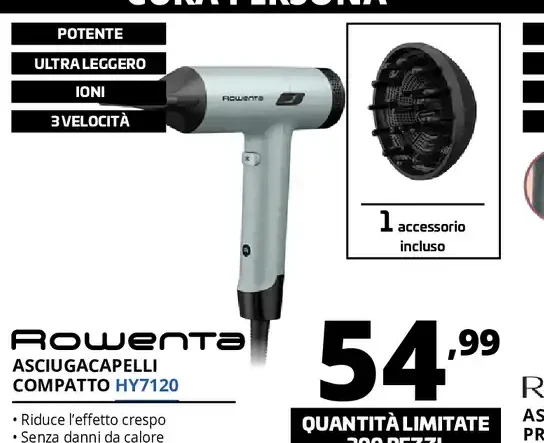 Asciugacapelli compatto Rowenta HY7120