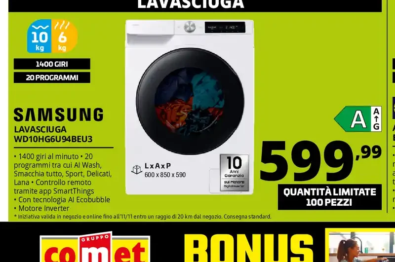Lavasciuga Samsung WD10HG6U94BEU3