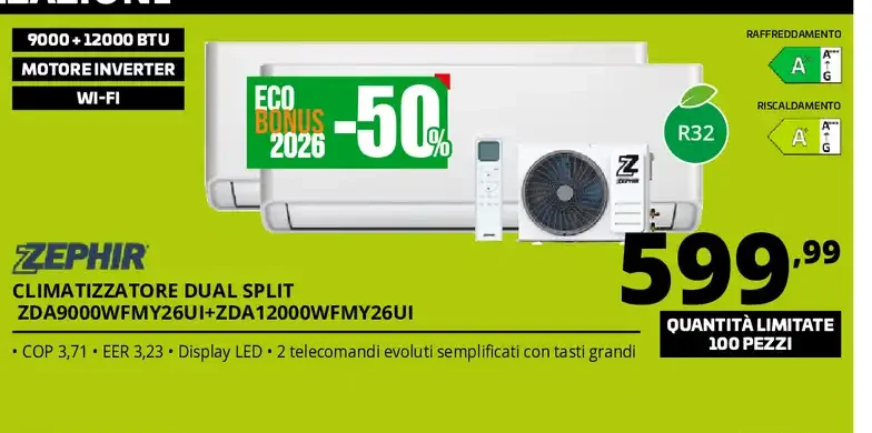 Climatizzatore dual split ZDA9000WFMX26UI+ZDA12000WFMX26UI